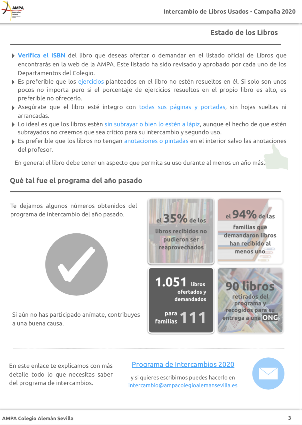 PROGRAMA INTERCAMBIO DE LIBROS USADOS: CAMPAÑA 2020